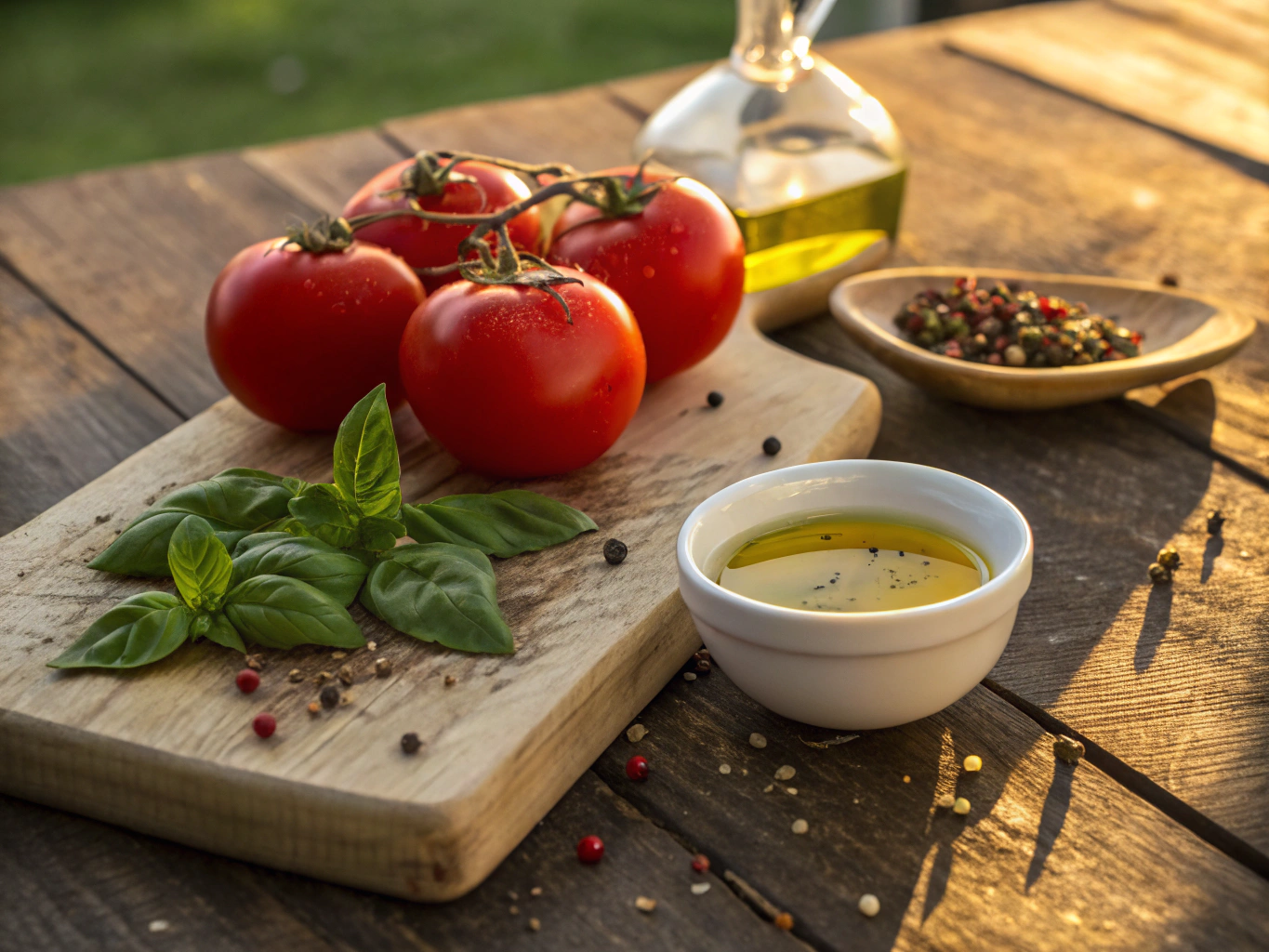 Fresh ingredients and kitchen tools